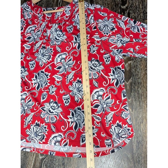 Zac & Rachel Blouse Womens 2X Red Floral Three Quarter Sleeve Top - Picture 7 of 7